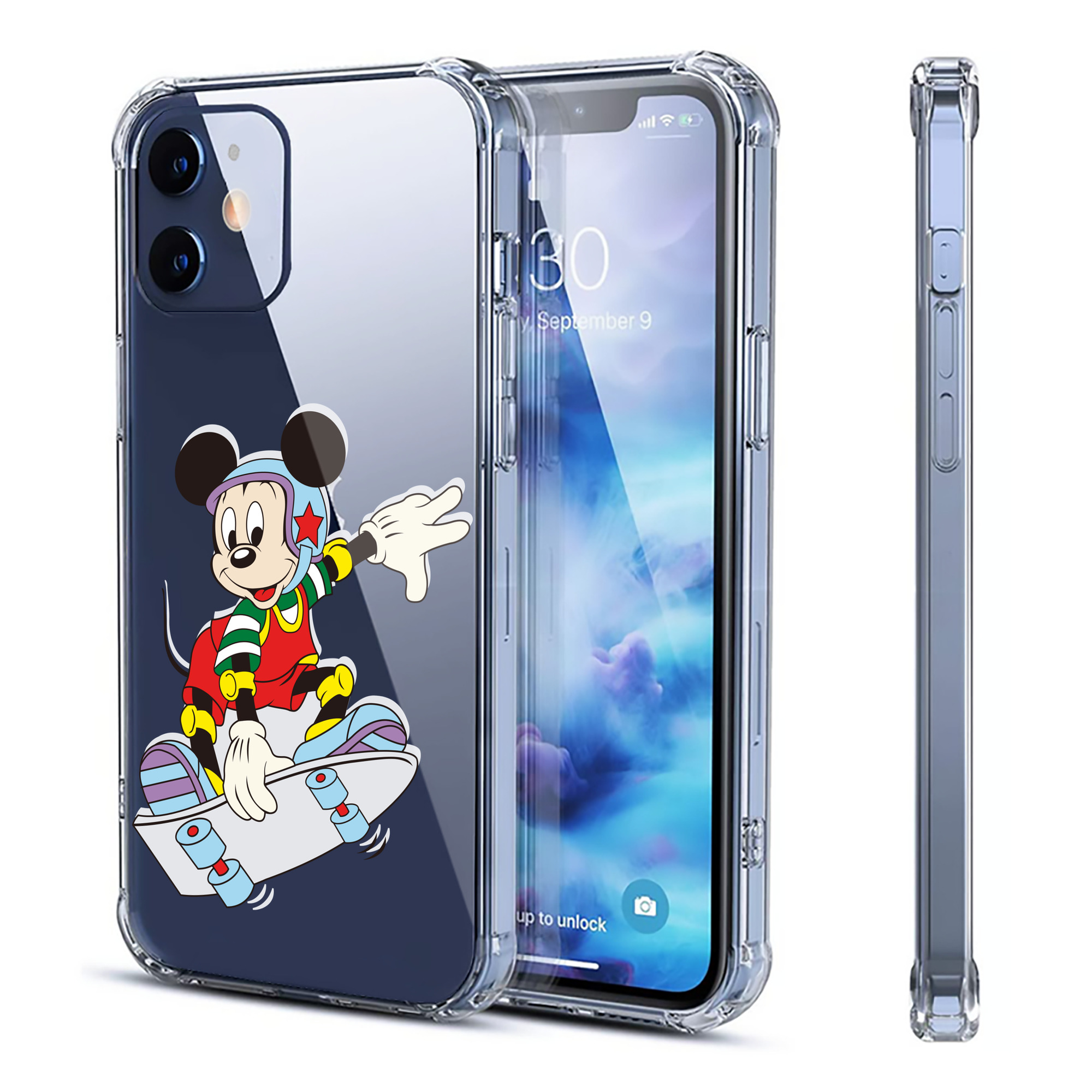 （画像用） ミッキーマウス Mickey Mouse 【iPhone 12シリーズ対応】透明スマホケース（クリアソフトケース）